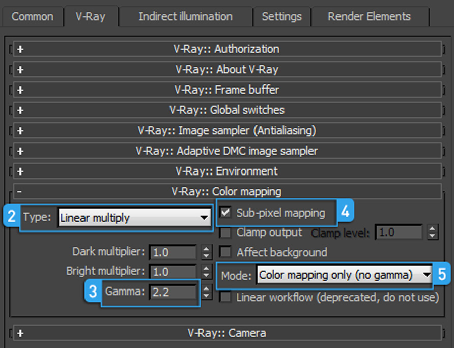 Vray 2.4 settings linear workflow