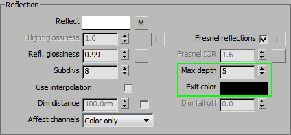 Max Depth Vray Reflection