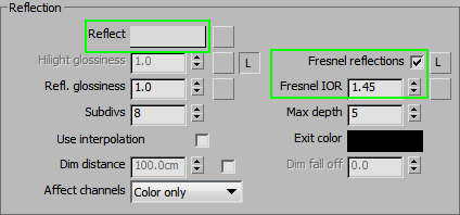 Fresnel Reflections Vray