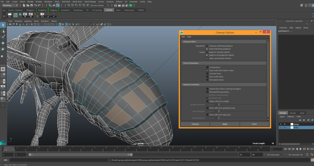 how to see N-Gons in Maya
