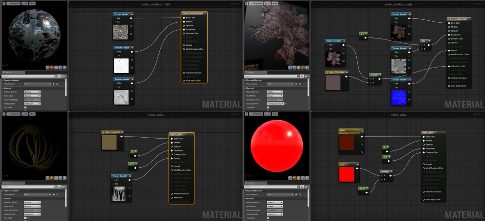 Material preview shots for Unreal